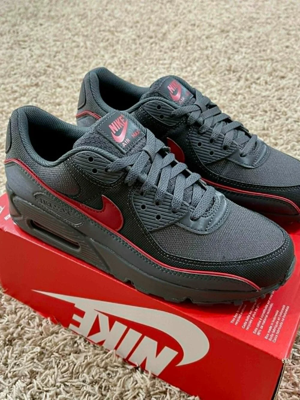 Nike Men’s Air Max 90 Premium Shoes Iron Gray HV4517-001, Size 9.5 (New)